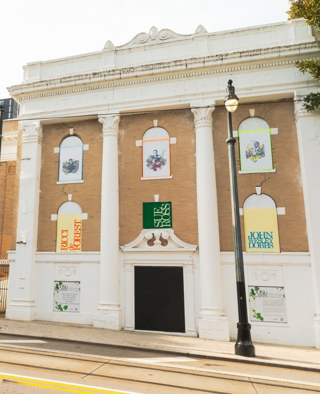 A historic building with white columns