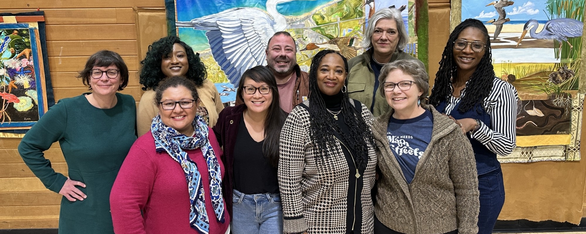 Clockwise from left: Erin Barnes, Chandra Teddleton, Jonathan Stone, Lisa Mullins Thompson, Dionne Baux, Amy Miller, Amanda Elliott, Joi Cuartero Austin, and Marcel Uribe