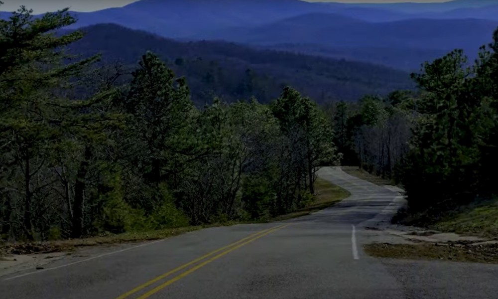 Highway running through mountain area in northern California.