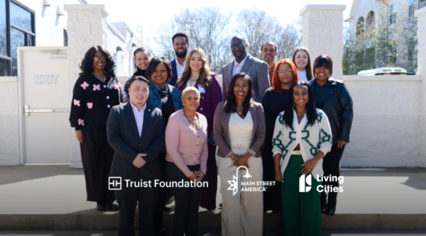 Photos of B3 team members, partners, stakeholders, and small business owners outside building in Nashville
